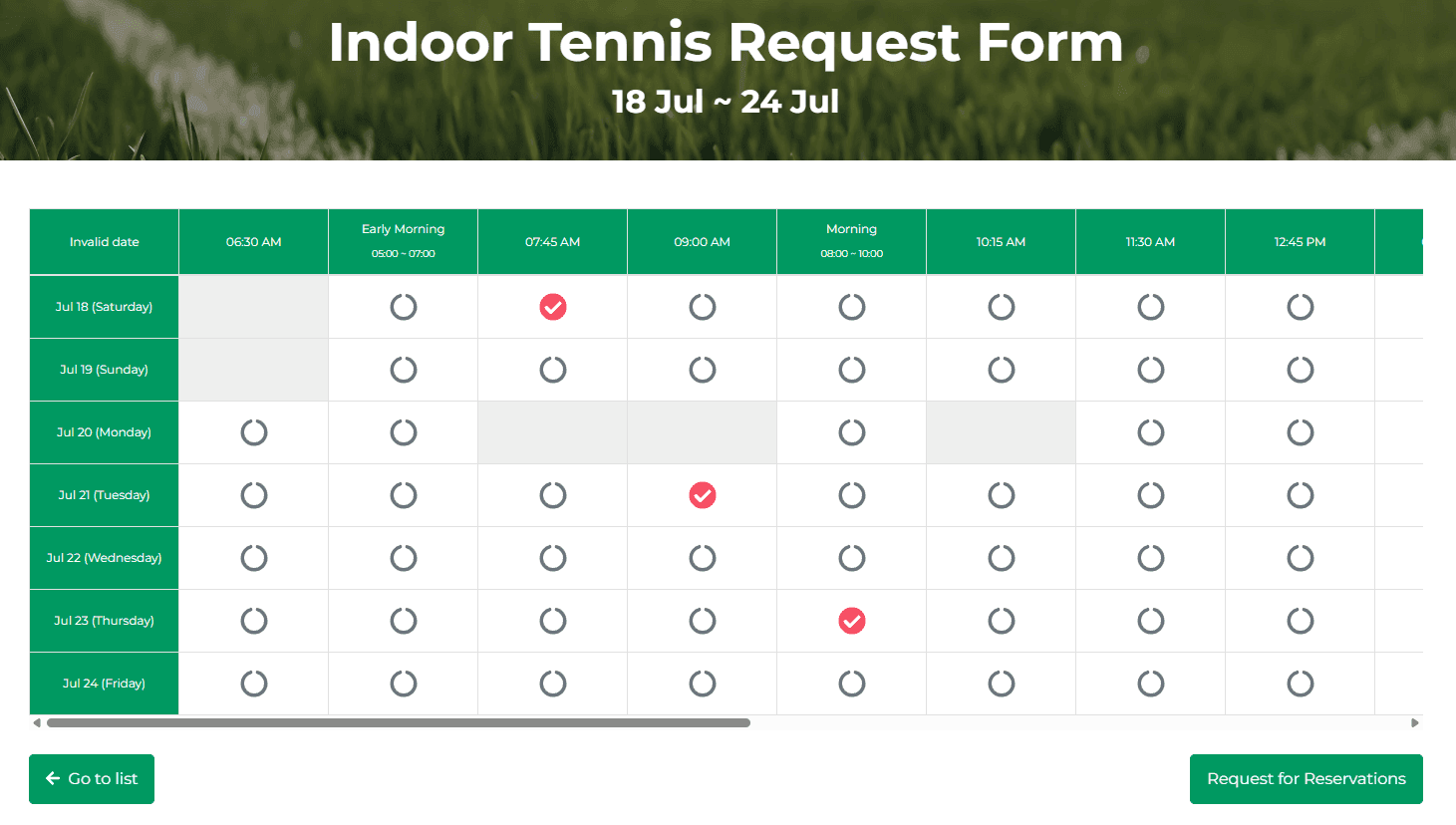 Prime-time Fair Play request form for members to request preferred court or lane timeslots